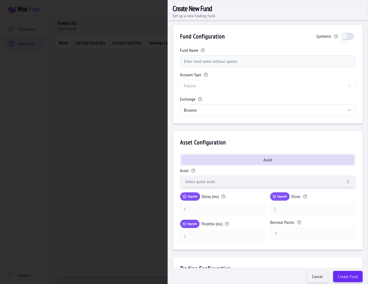 Open the Create Fund form